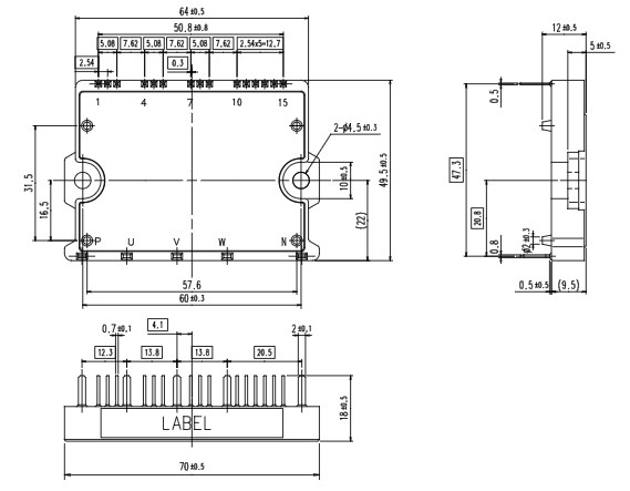 6MBP10VAA120-50 Outline Drawings